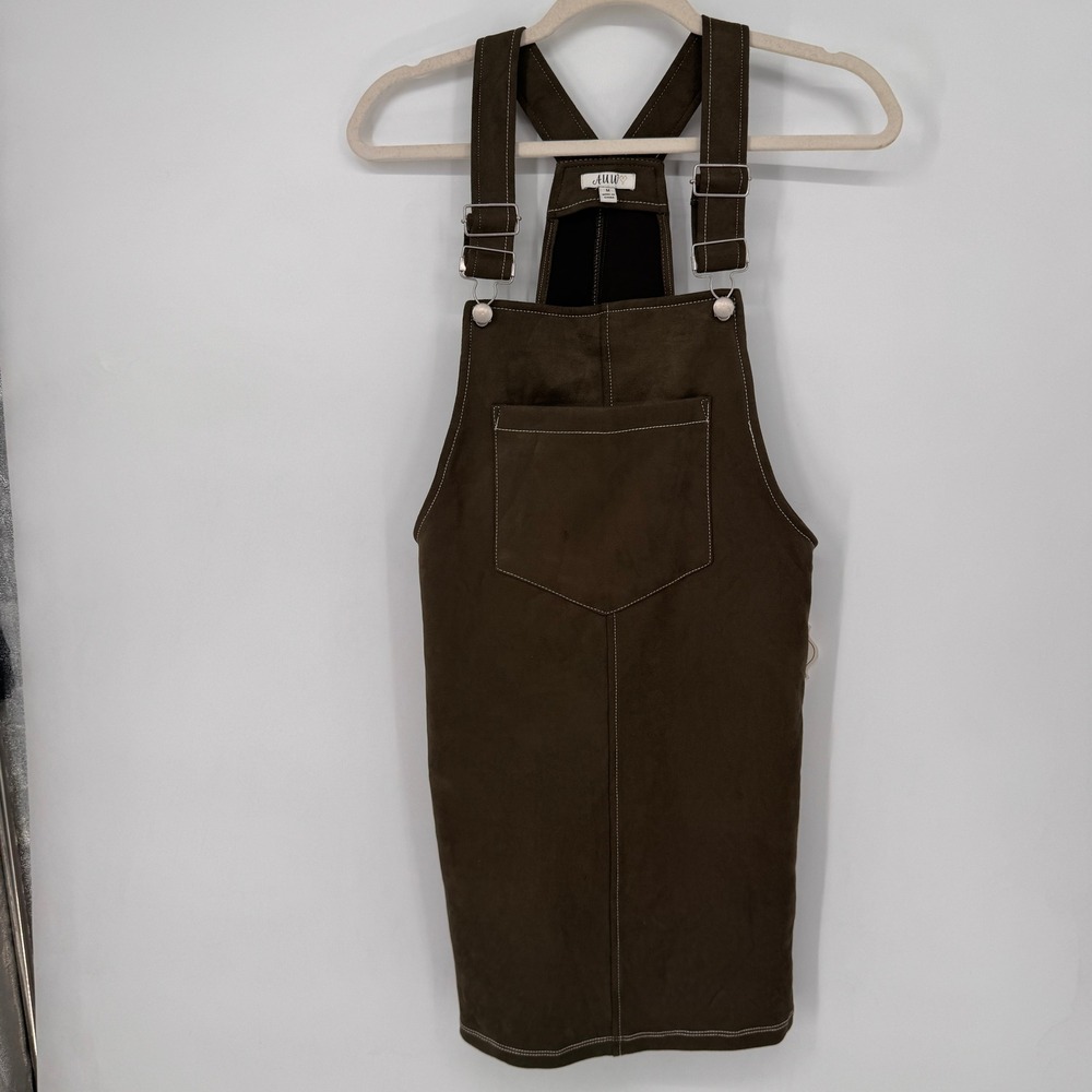 A.U.W. Secret Charm Overall Dress Womens M Green  New Faux Suede Pinafore Earthy